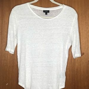 Basic White Linen T Shirt